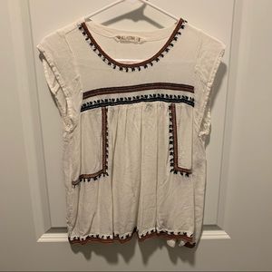 Boho White Cap Sleeve Blouse